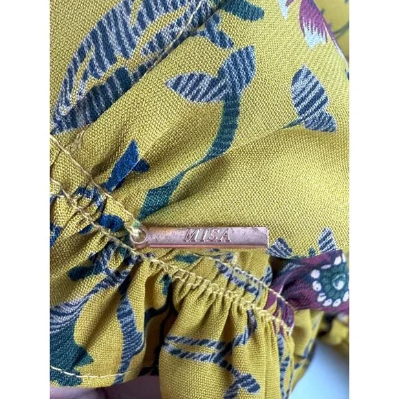 Misa Los Angeles, Lorena Dress Yellow Floral Boho Chic Medium Orig. $329 - Picture 8 of 10